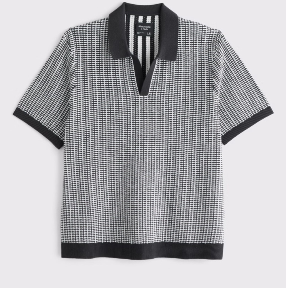 Abercrombie Men’s  Johnny Collar Sweater Polo Size: M Color: White Pattern